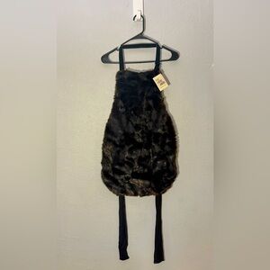 Isabella’s Journey Faux Fur Velvet Apron Brown Black Espresso OSFA NWT New